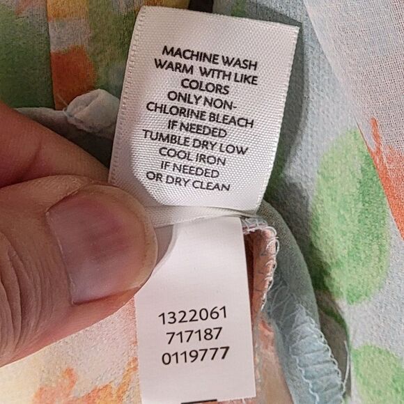 J.Jill Sheer Floral Button Front Blouse Womens M Colorful Long Sleeves Spring - Picture 11 of 13